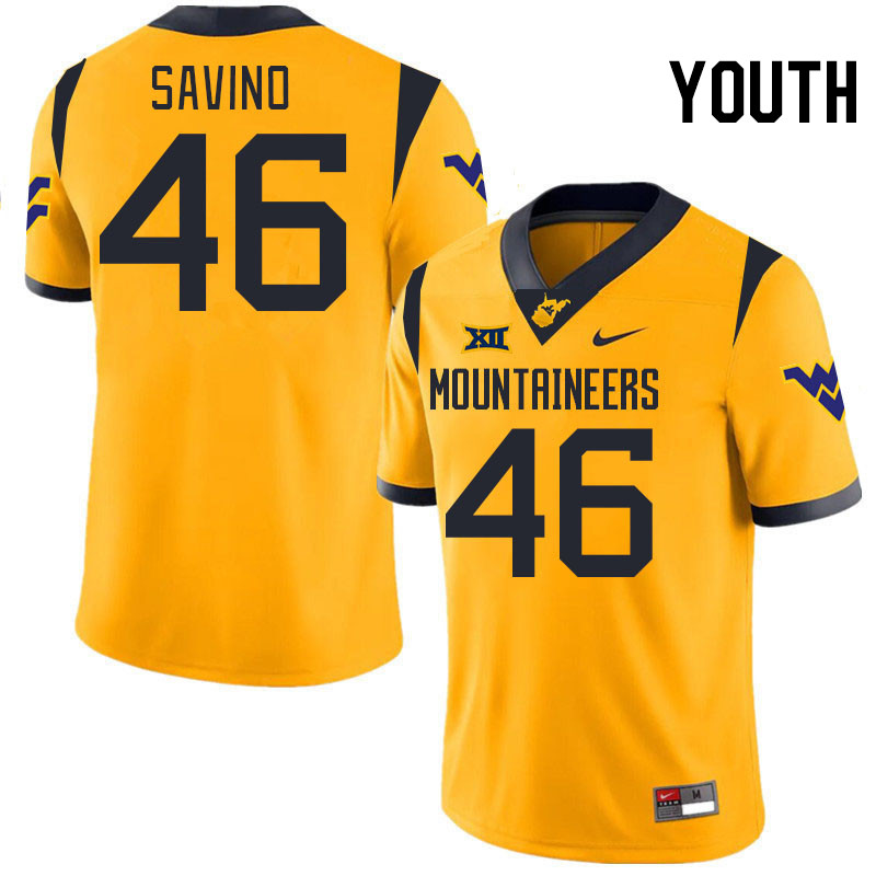 Youth #46 Luke Savino West Virginia Mountaineers College 2024 New Uniforms Football Jerseys Stitched